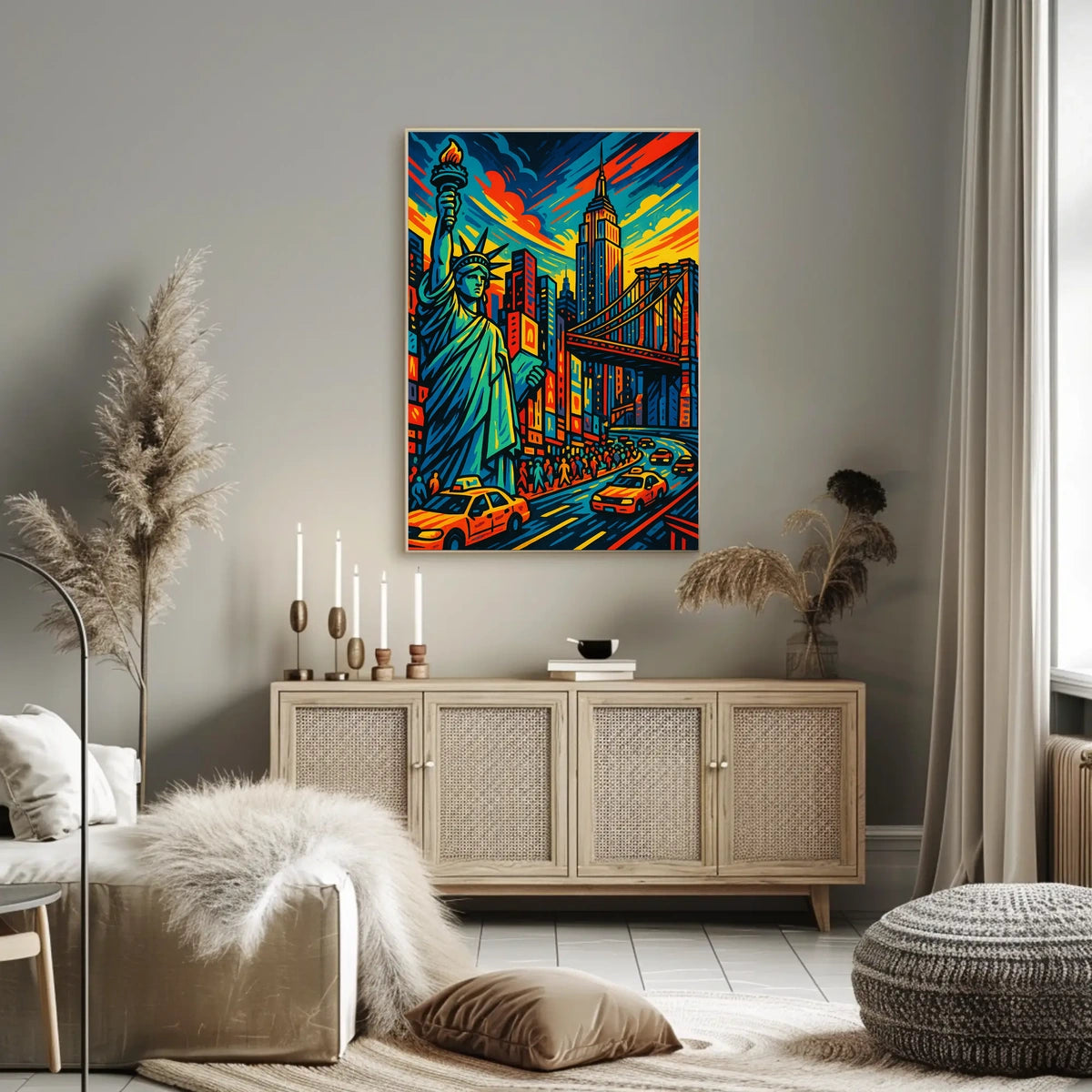 Vibrant New York Cityscape Poster Bold Colors Living Rooms