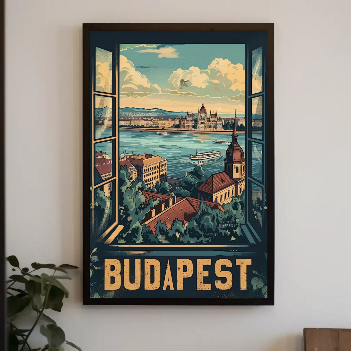 Budapest Window View Travel Poster