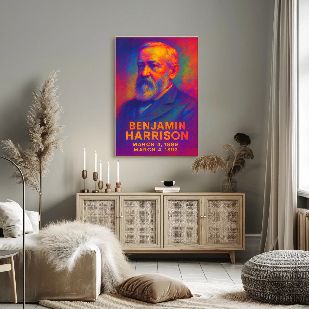 Benjamin Harrison 23rd President of the United States Neon Gradient Overlay Poster