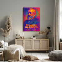 Benjamin Harrison 23rd President of the United States Neon Gradient Overlay Poster