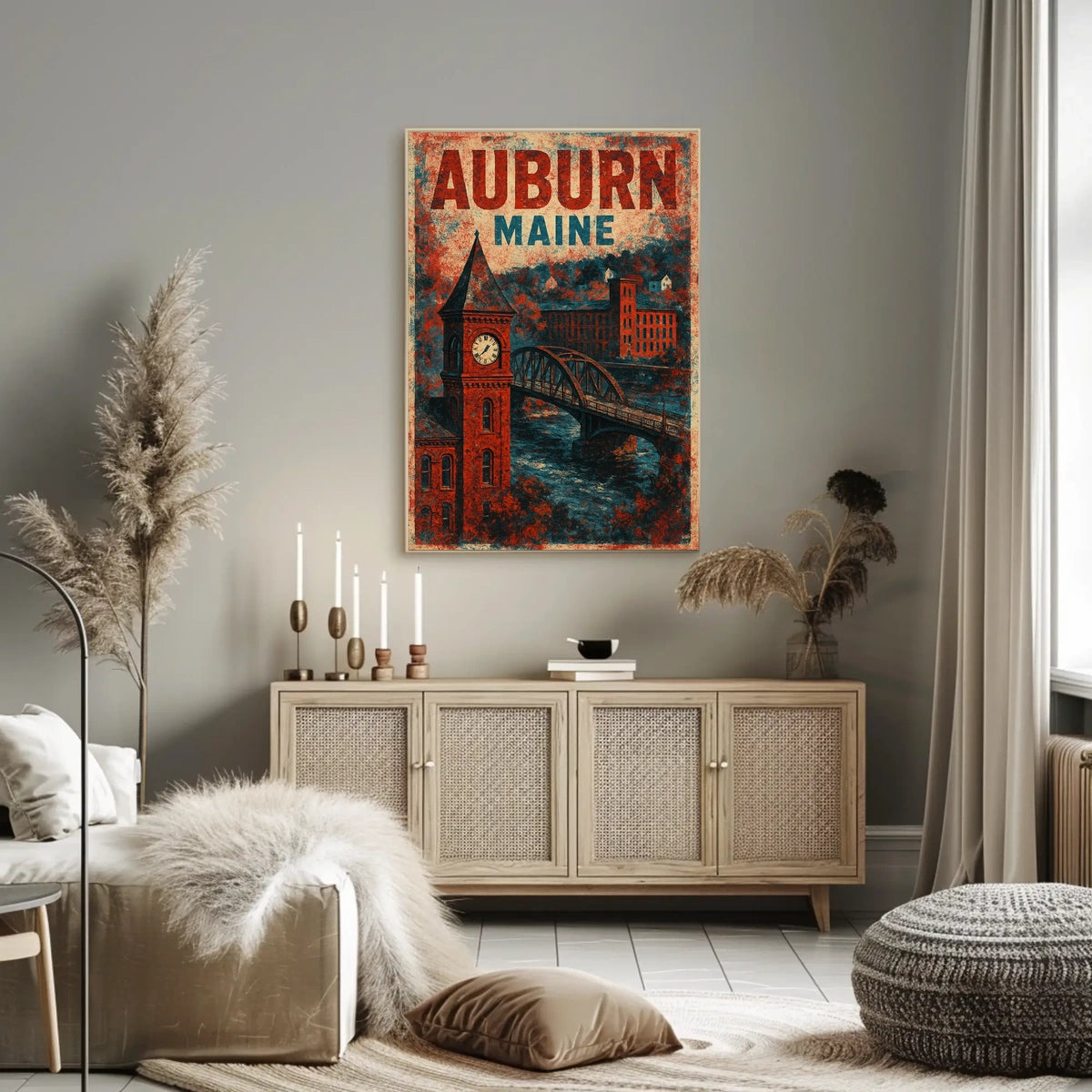 Auburn Maine Vintage Charm Wanderlust Decor Poster