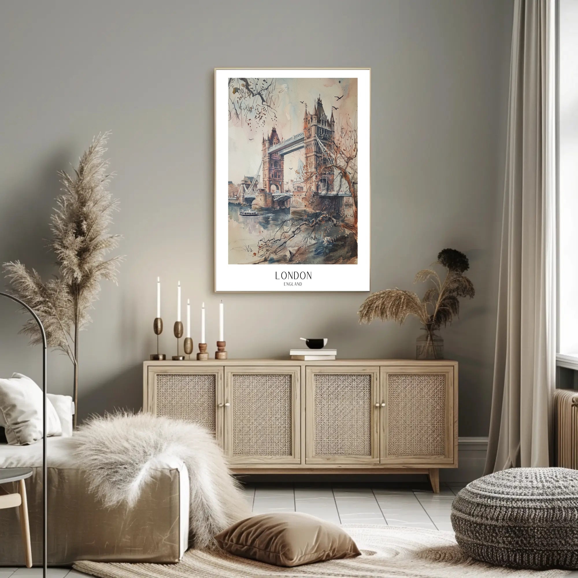 Tower Bridge London Watercolor Urban or Cityscape Poster PosterGoat