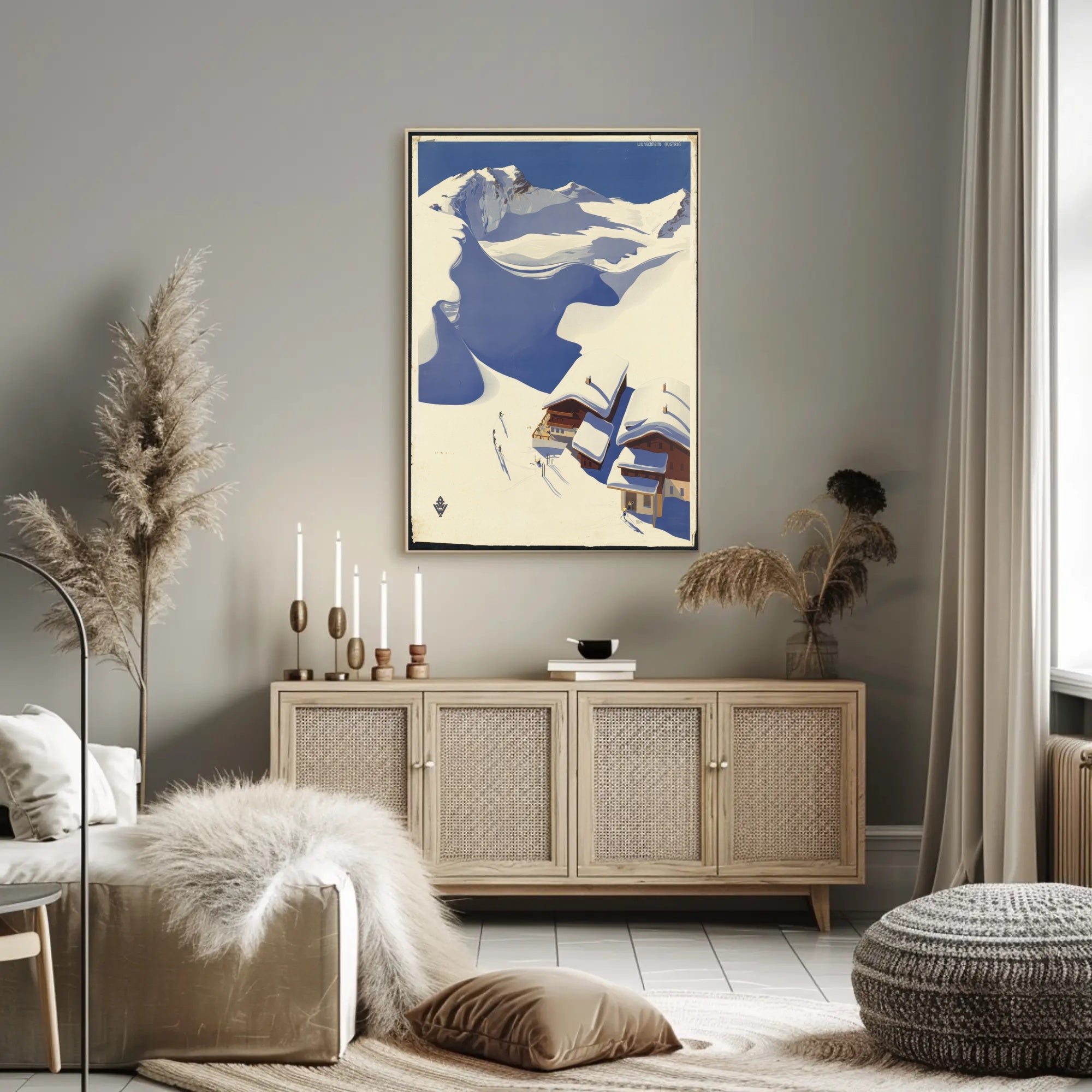 Vivid Vintage Ski Adventure in Austria Travel Poster PosterGoat