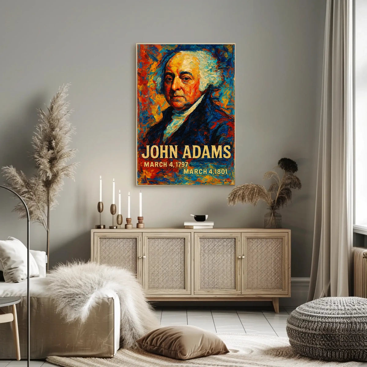 John Adams 2nd President of the United States Glitch Hop Art Poster