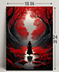 Enchanted Red Forest Poster