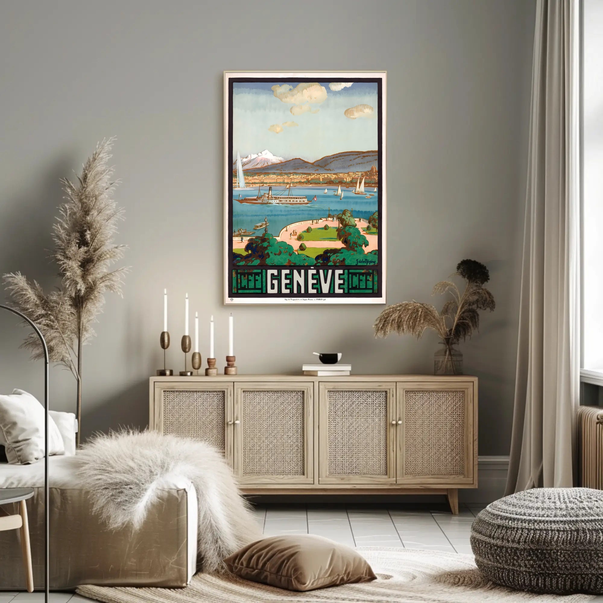 Picturesque Early 20th-Century Scene of Geneva Travel Poster