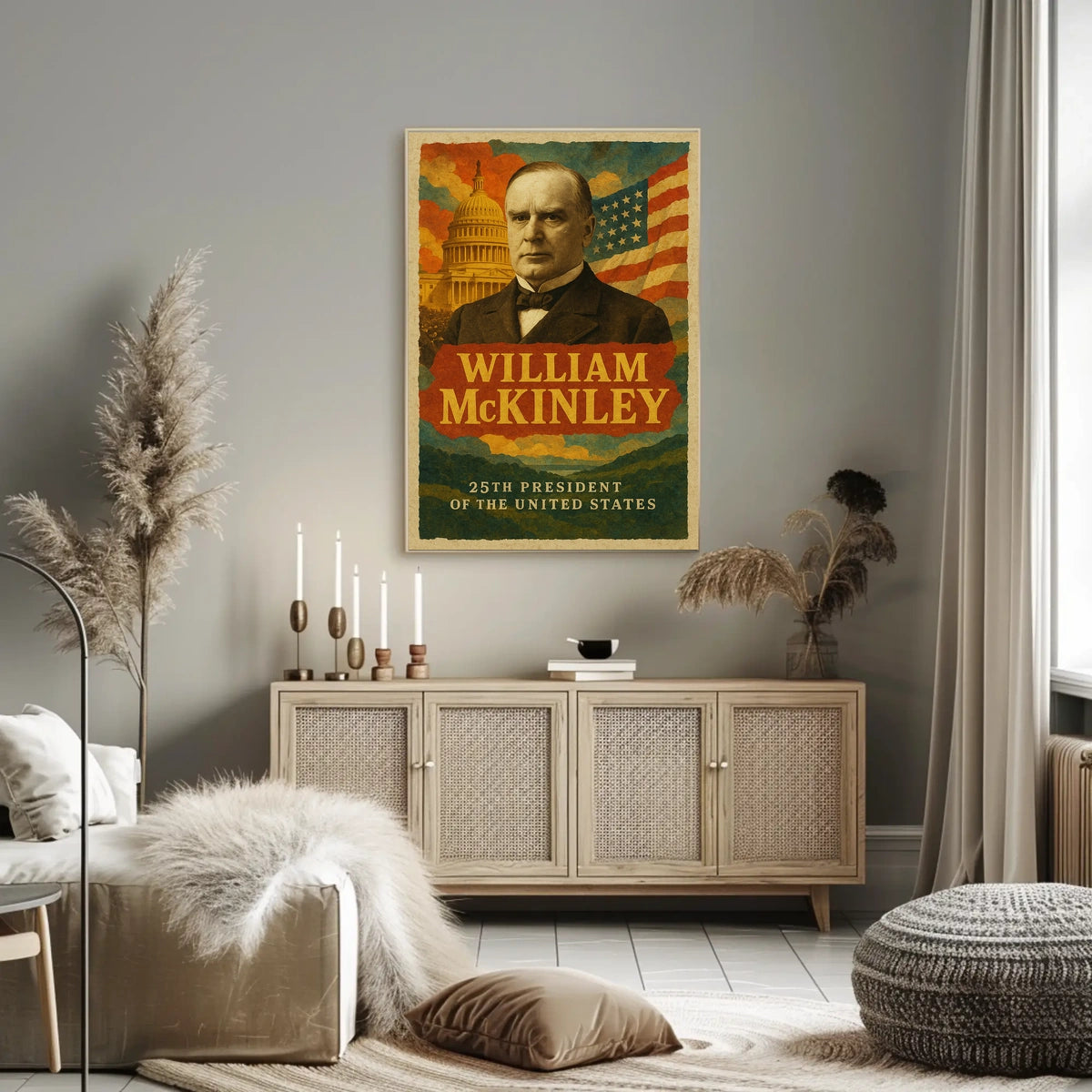 William McKinley 25th President of the United States Layered Digital Collage Poster