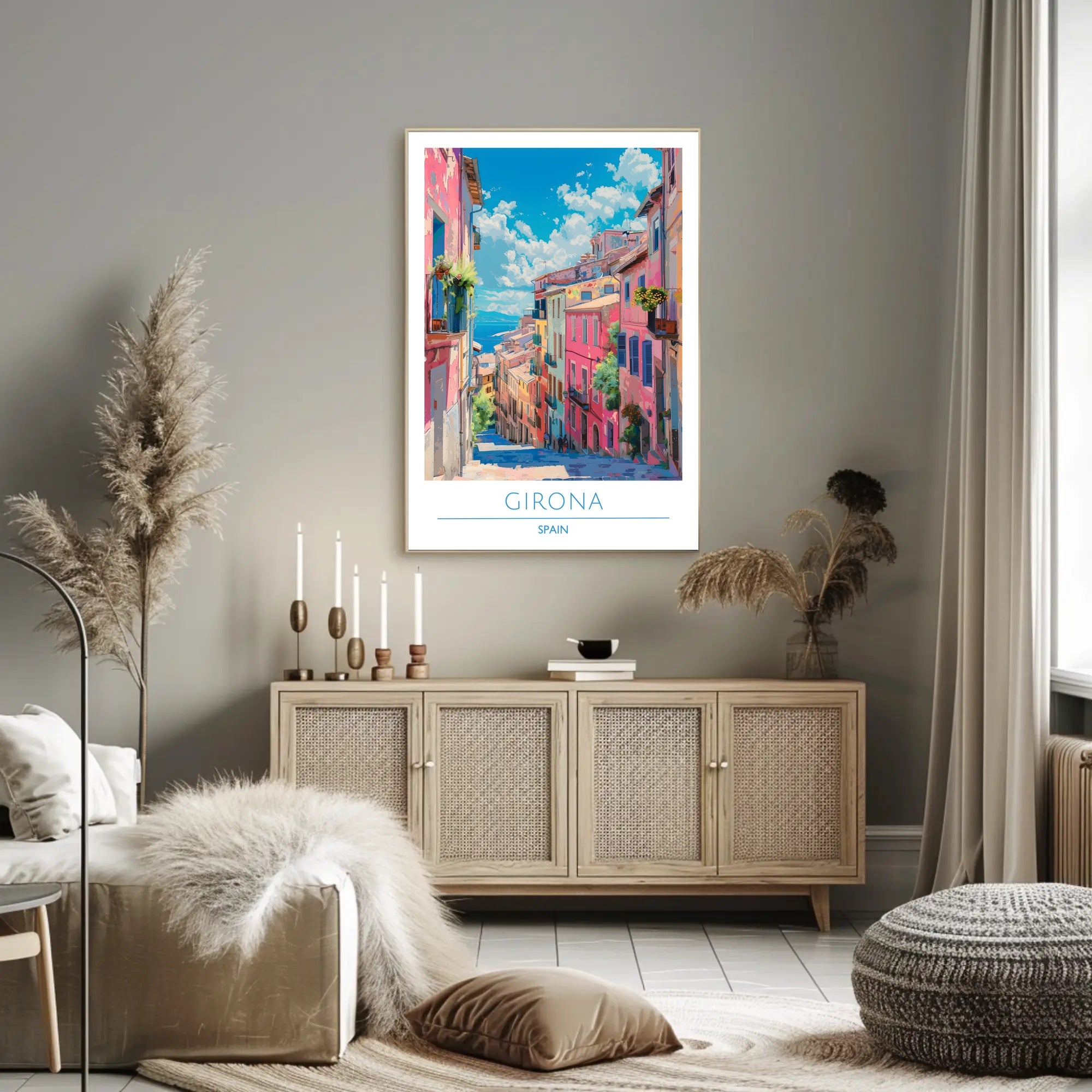 Colorful Streets of Girona Poster