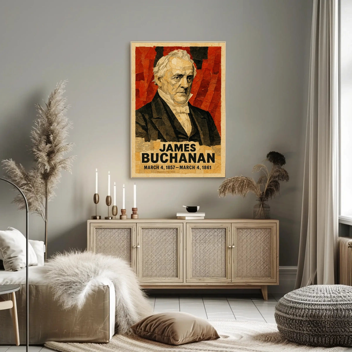 James Buchanan 15th President of the United States Layered paper Collage Poster