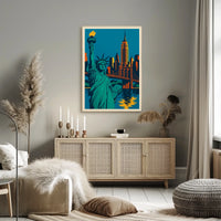 New York City Skyline Poster Retro Wall Art For Home Decor