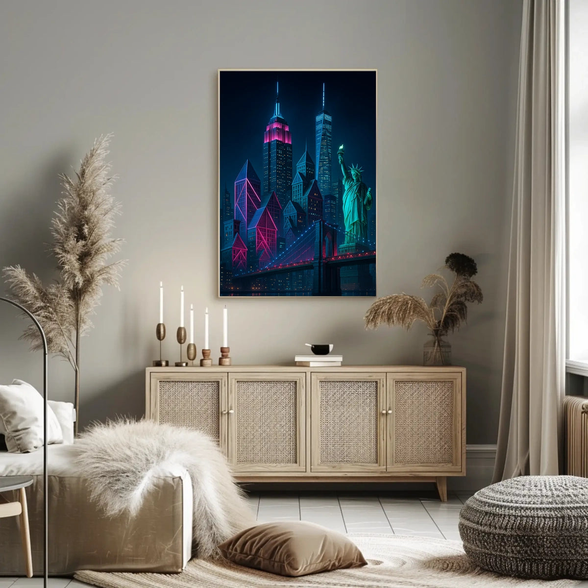 Neon Dreams Of New York Poster Cyberpunk Cityscape Urban