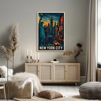 New York City Skyline Vibrant Poster Modern Wall Art