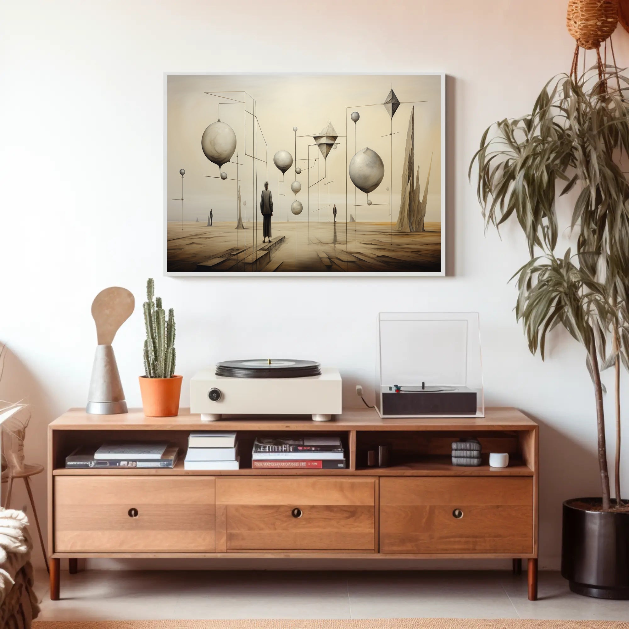 Surrealistic Dreamscape with Abstract Human Figures Artistic Poster