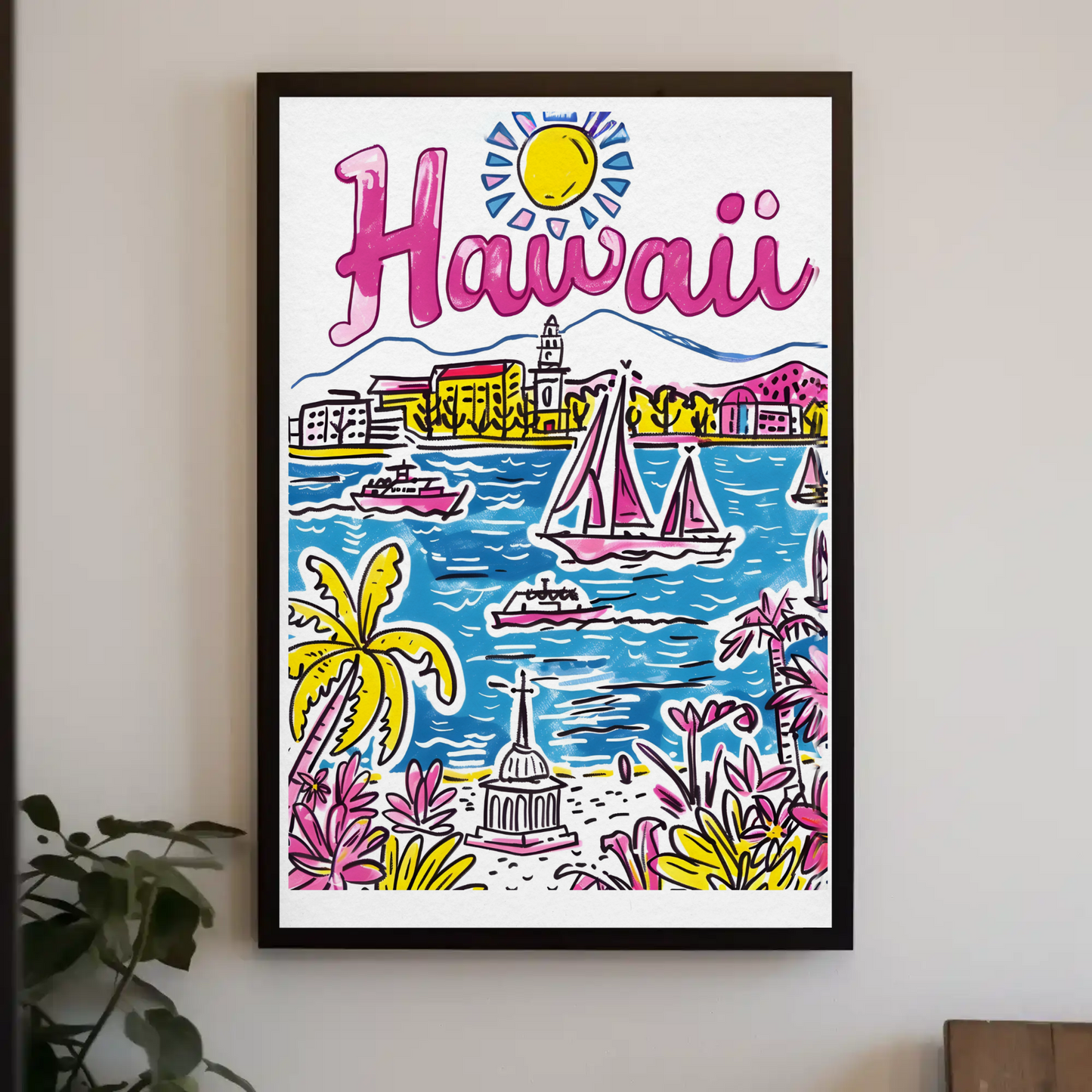 Hawaii USA Tropical Ocean Paradise Colorful Scenery Travel Poster