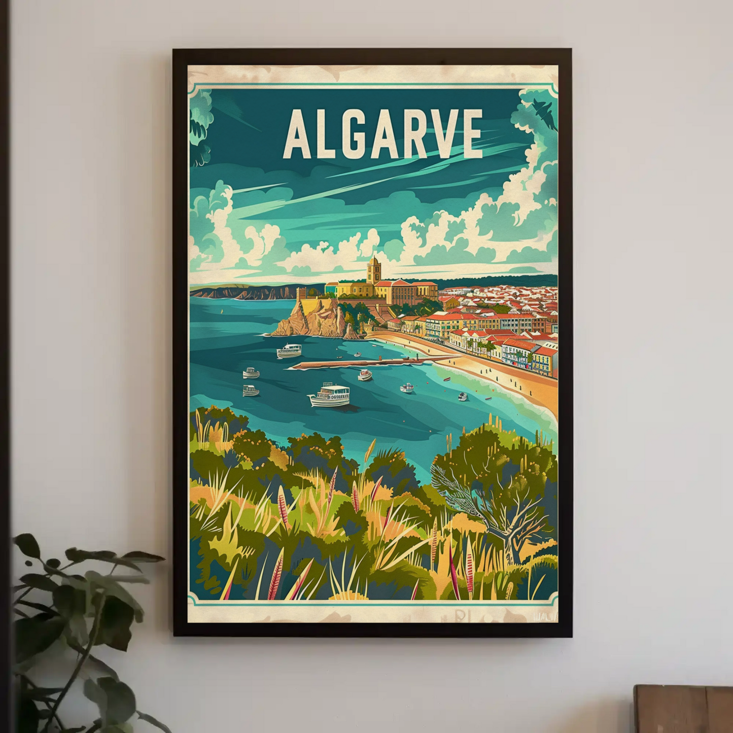 Algarve Portugal Coastal Town Travel Poster