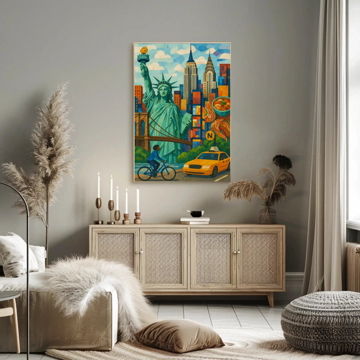Iconic New York City Mosaic Art Poster Abstract Wall Art