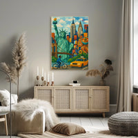 Iconic New York City Mosaic Art Poster Abstract Wall Art