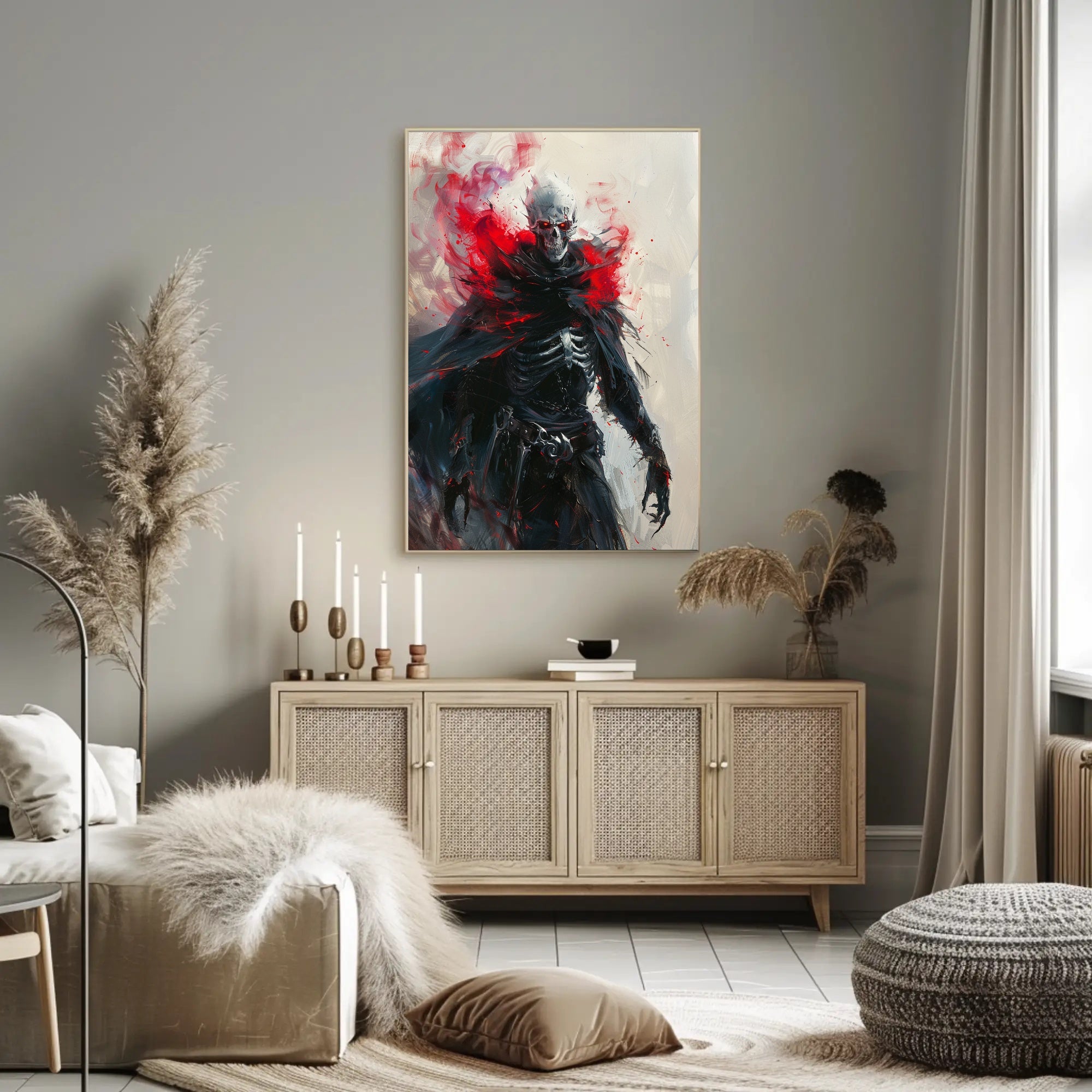 Ethereal Skeleton Warrior Dark Fantasy Art Poster PosterGoat