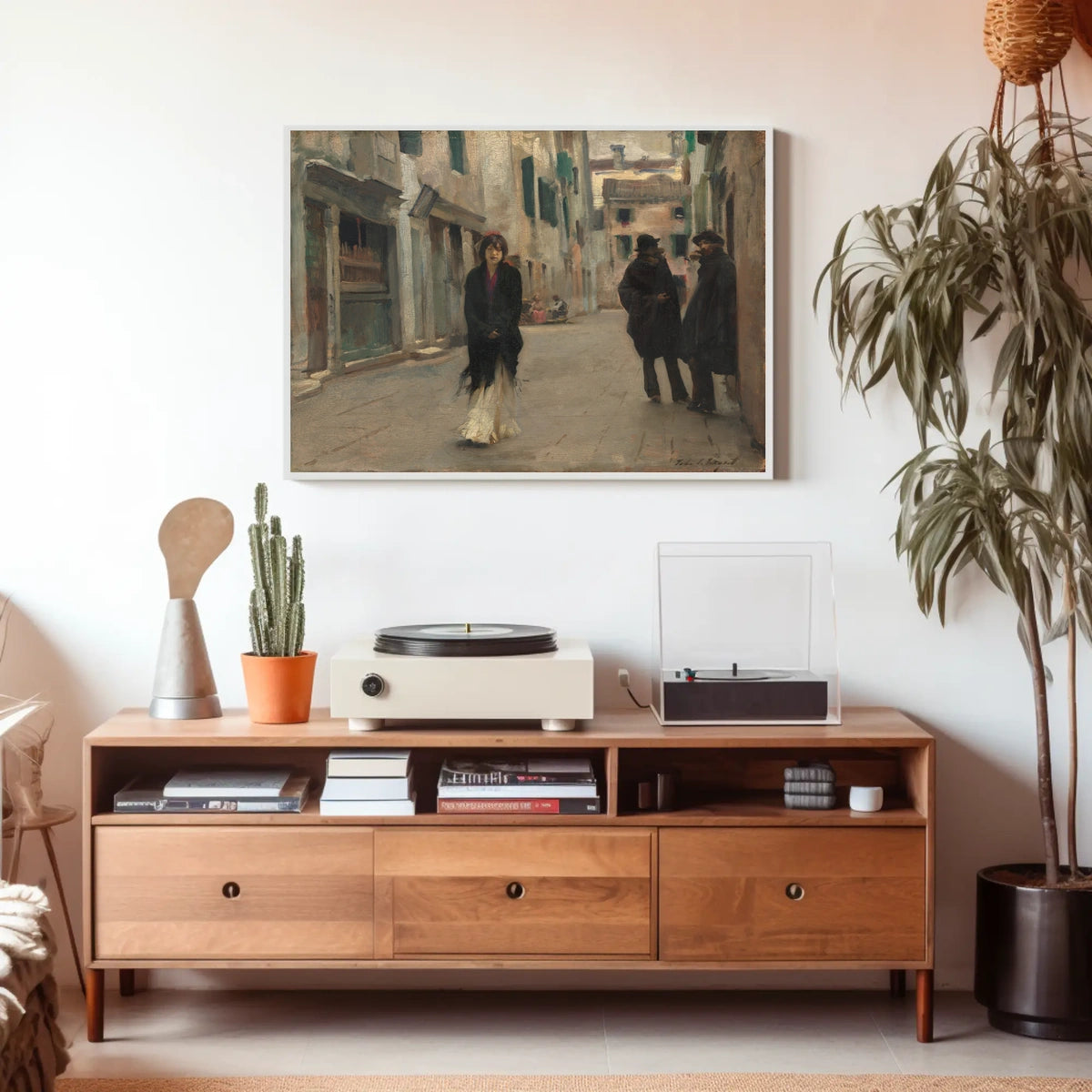 European Street Scene in Impressionistic Artistic Poster