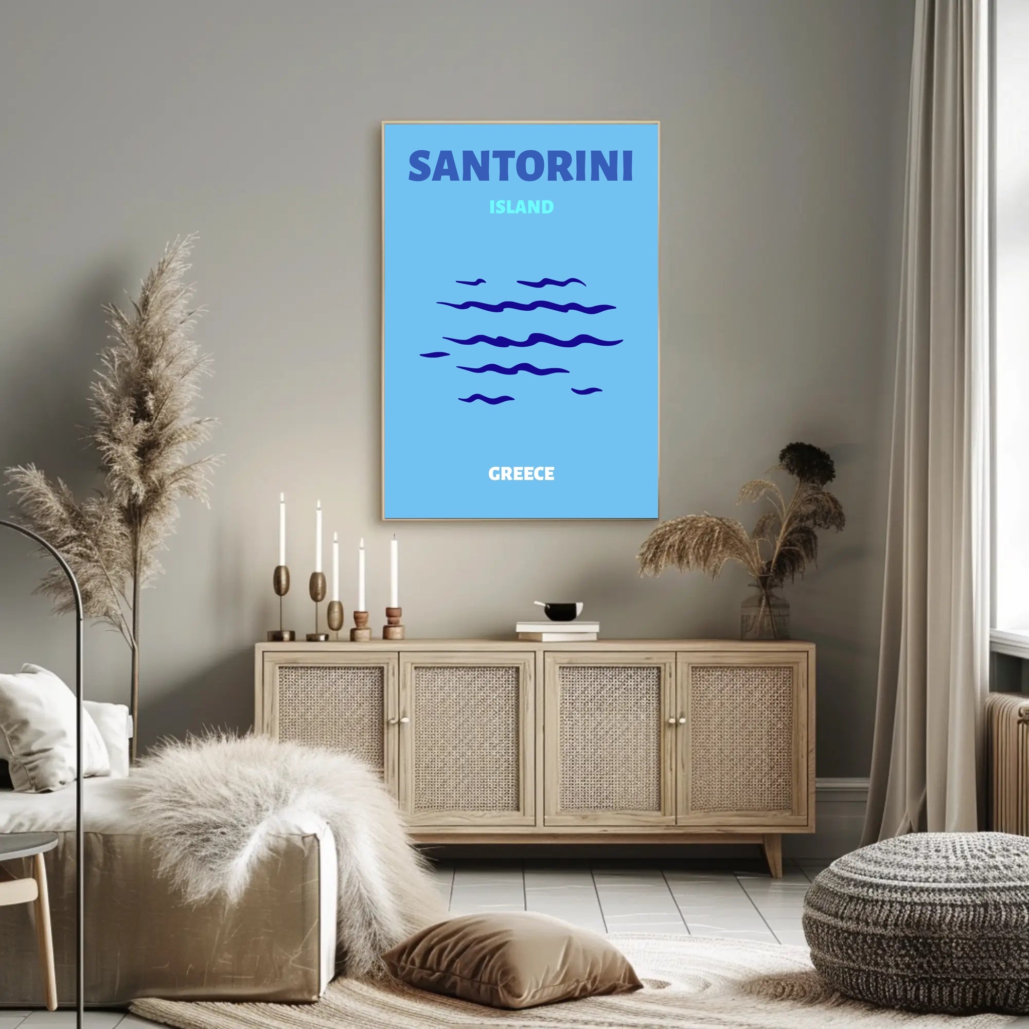 Santorini Greece Minimalist Landscape Travel Poster PosterGoat