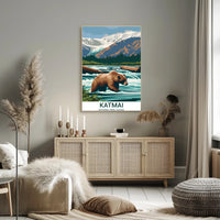 Katmai National Park Vintage Travel Poster