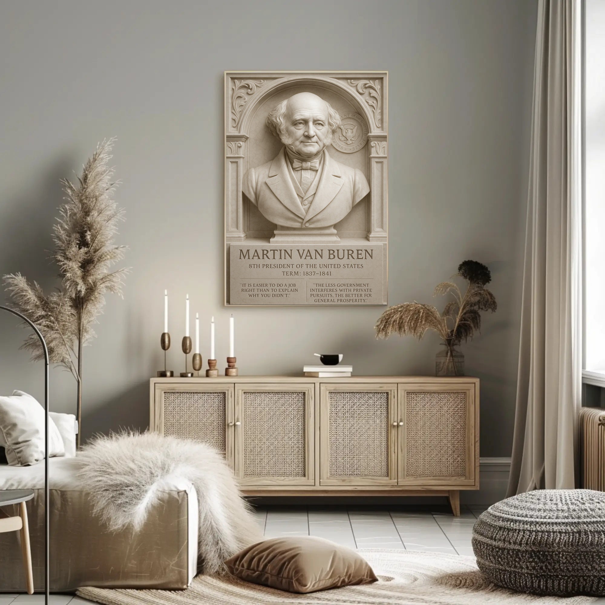 Martin Van Buren Bust Vintage Historical Presidential Poster