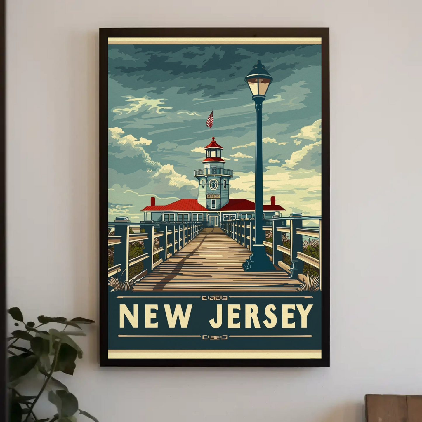 New Jersey Boardwalk Lighthouse Travel Poster