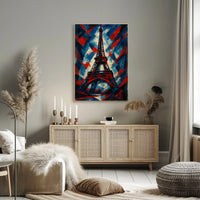 Eiffel Tower Abstract in Vibrant Patriotic Poster
