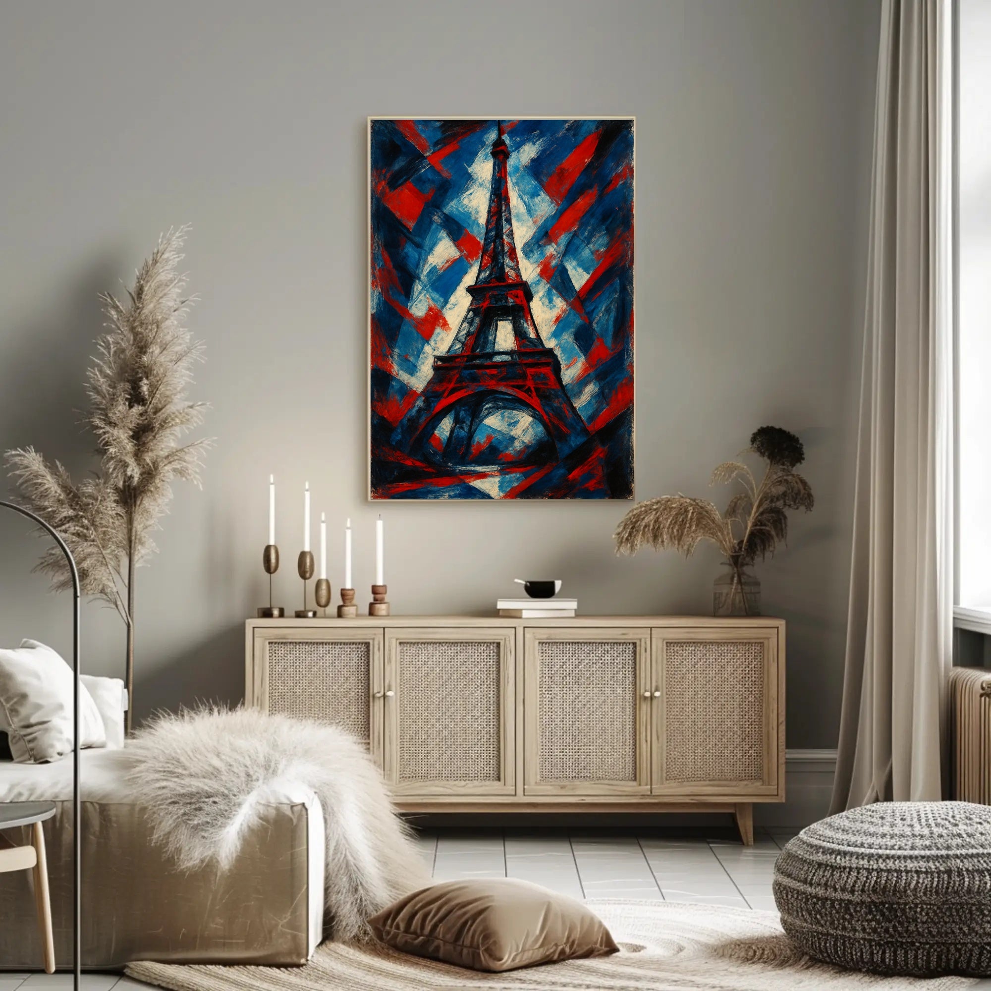 Eiffel Tower Abstract in Vibrant Patriotic Poster