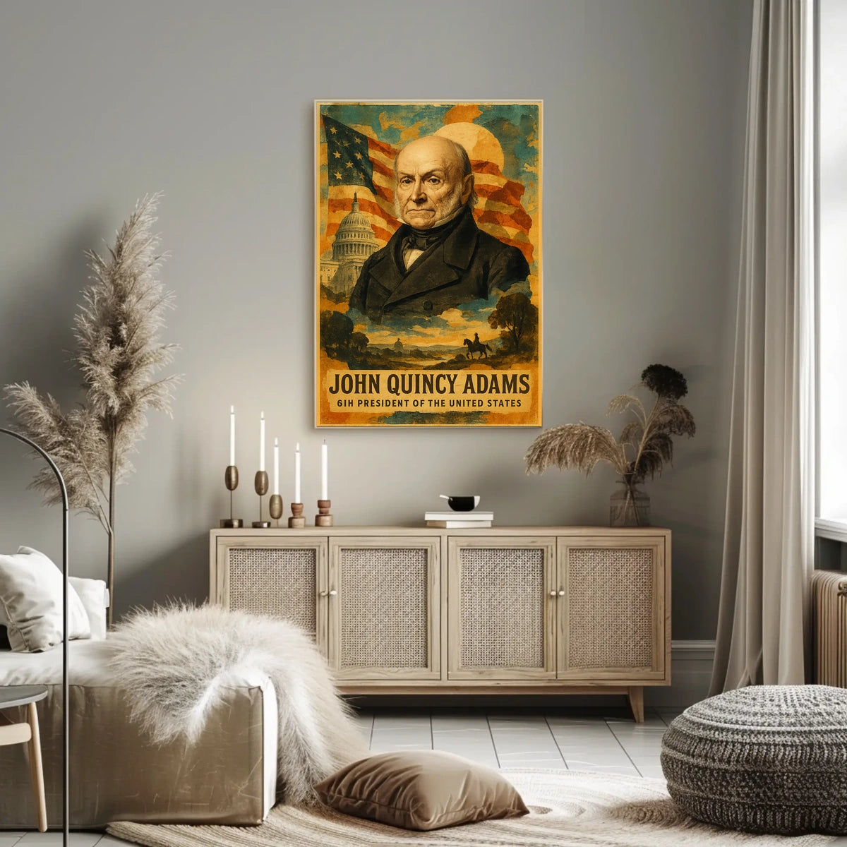 John Quincy Adams 6th President of the United States Layered Digital Collage Poster