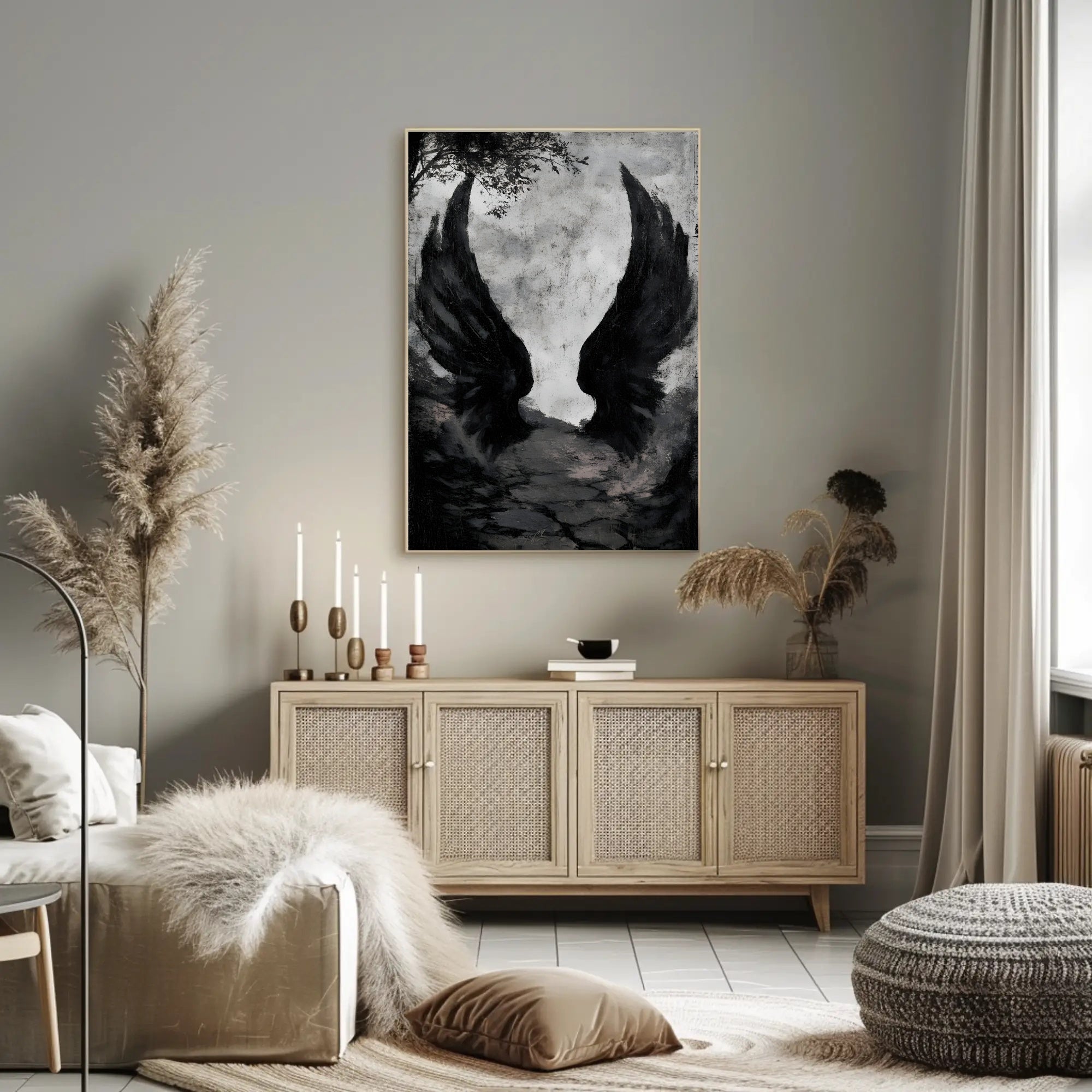 Dark Fantasy Wings Mysterious Scene Poster Fantasy or Mythology Poster PosterGoat