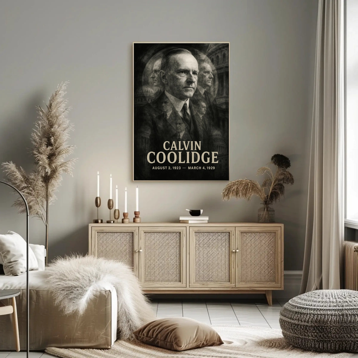 Calvin Coolidge 30th President of the United States Double Exposure Poster