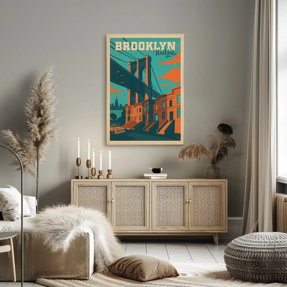 Brooklyn Bridge New York City Poster Vintage Wall Art