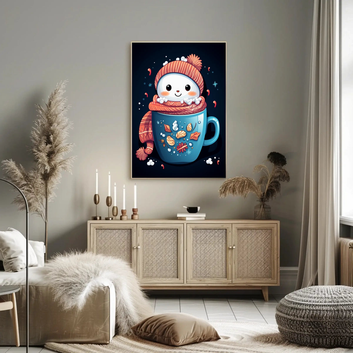 Festive Snowy Cheer in a Mug Art Poster