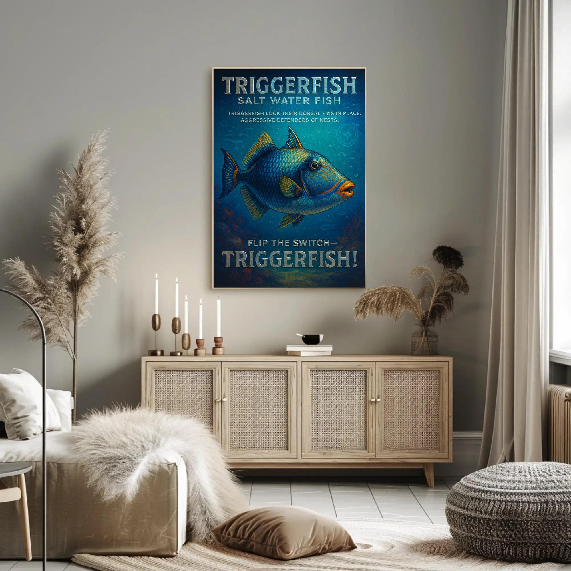 Triggerfish Ocean Art Print: Educational Animal Poster