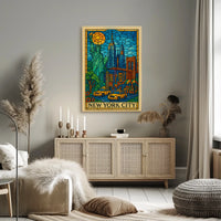 New York City Iconic Landmarks Poster Abstract Wall Art