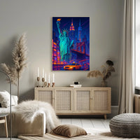 New York City Poster Modern Neon Nightlife Wall Art