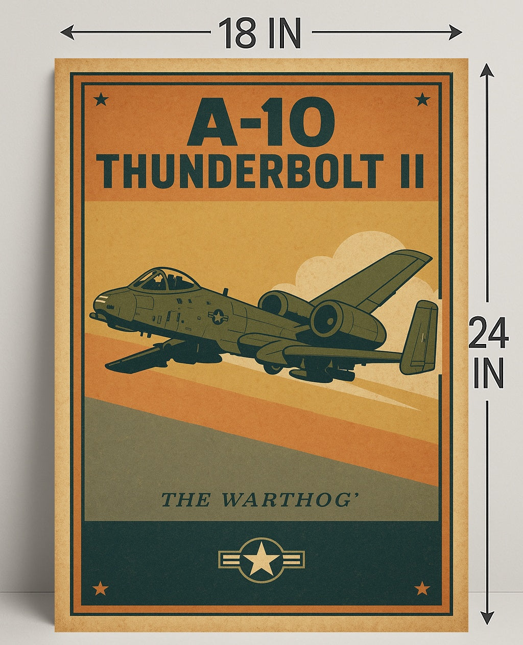 A-10 Thunderbolt II Vintage Military Aircraft Poster
