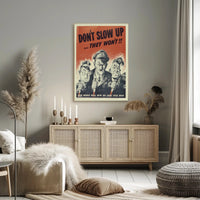 WWII Propaganda Cartoon: Boost Productivity with Vintage Style Poster