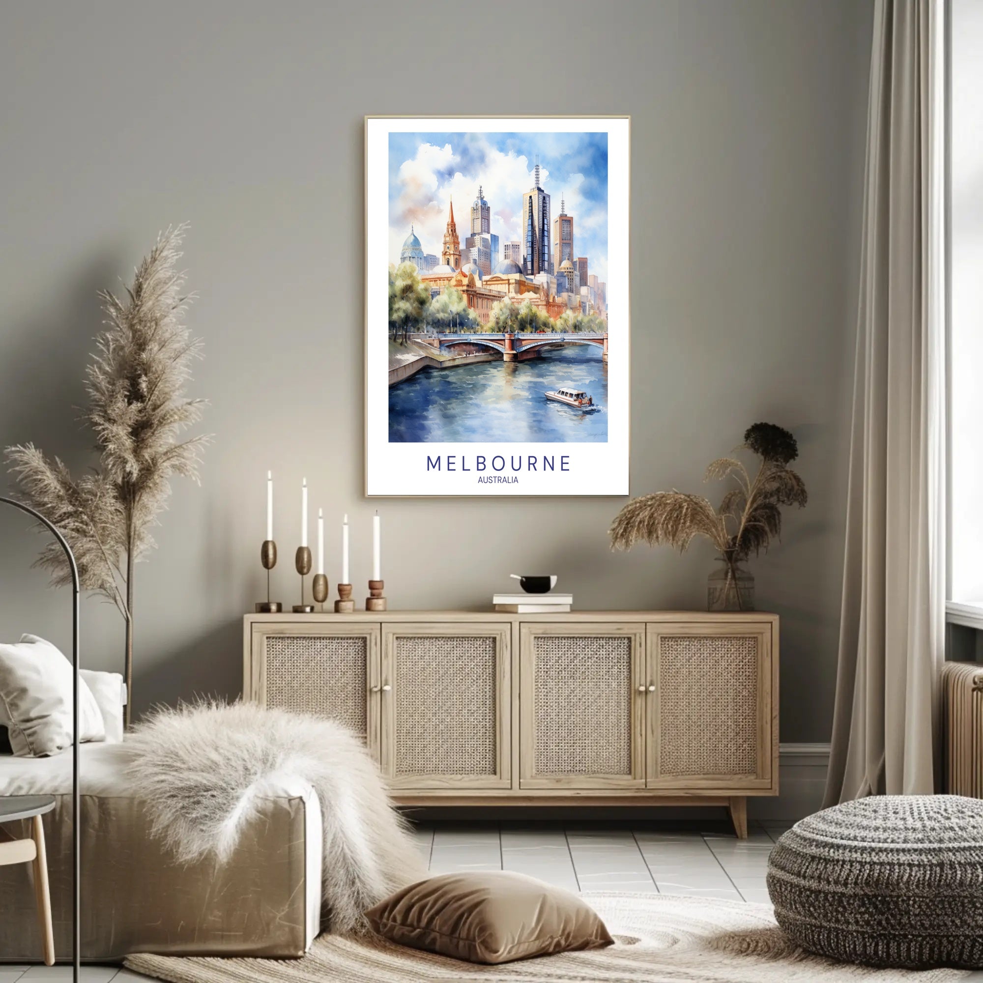 Melbourne Skyline Illustration Travel Poster PosterGoat