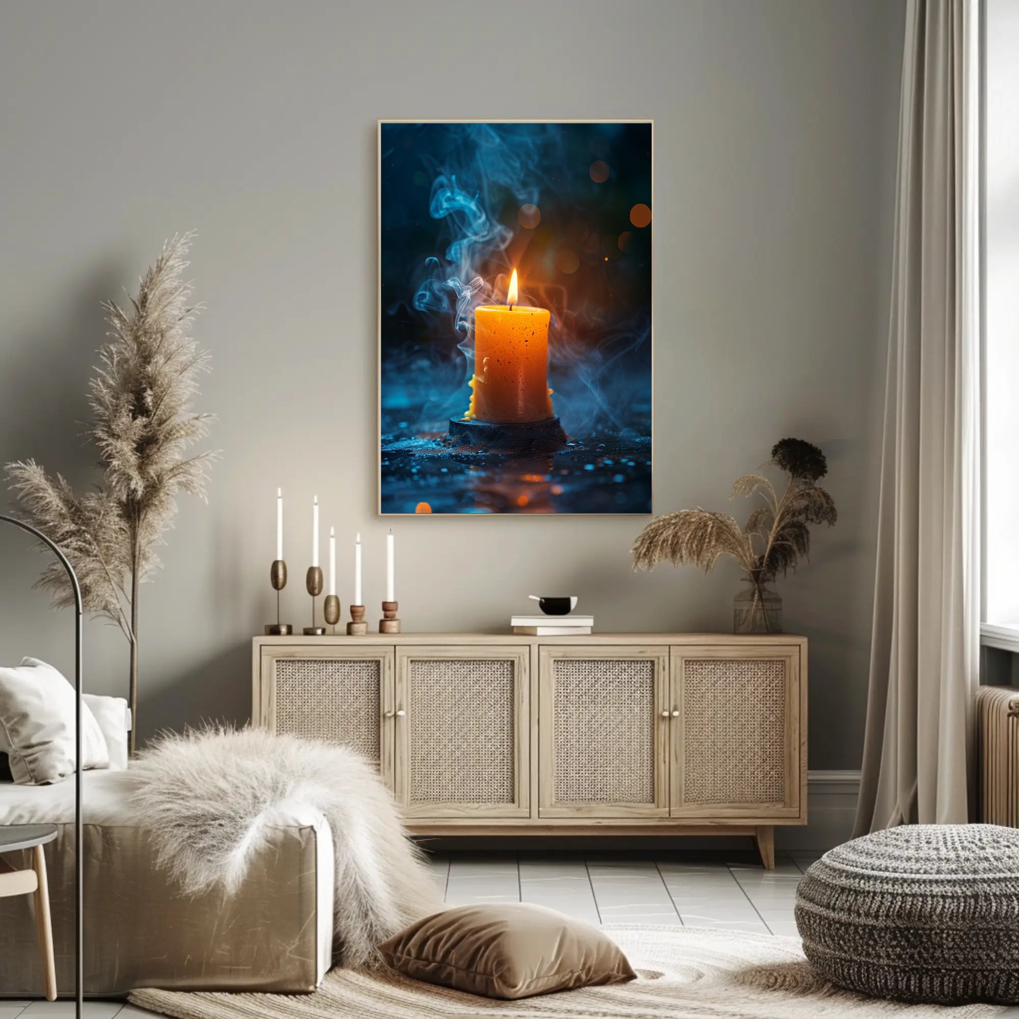 Ethereal Candle Flame Meditation Art Poster PosterGoat
