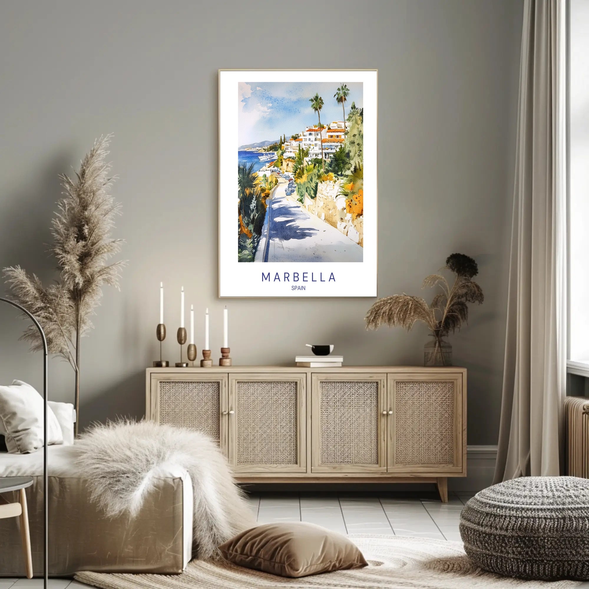 Coastal Charm of Marbella Poster PosterGoat