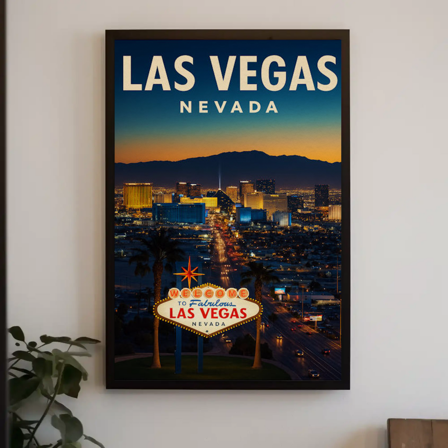 Night View Las Vegas Nevada Strip Lights Poster