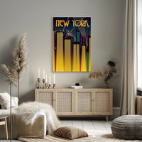 New York City Art Deco Skyline Poster Vintage Wall Art