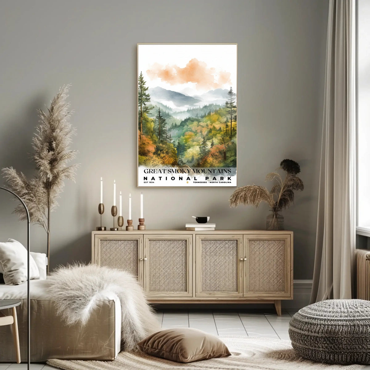 Great Smoky Mountains Watercolor Wall Art Poster