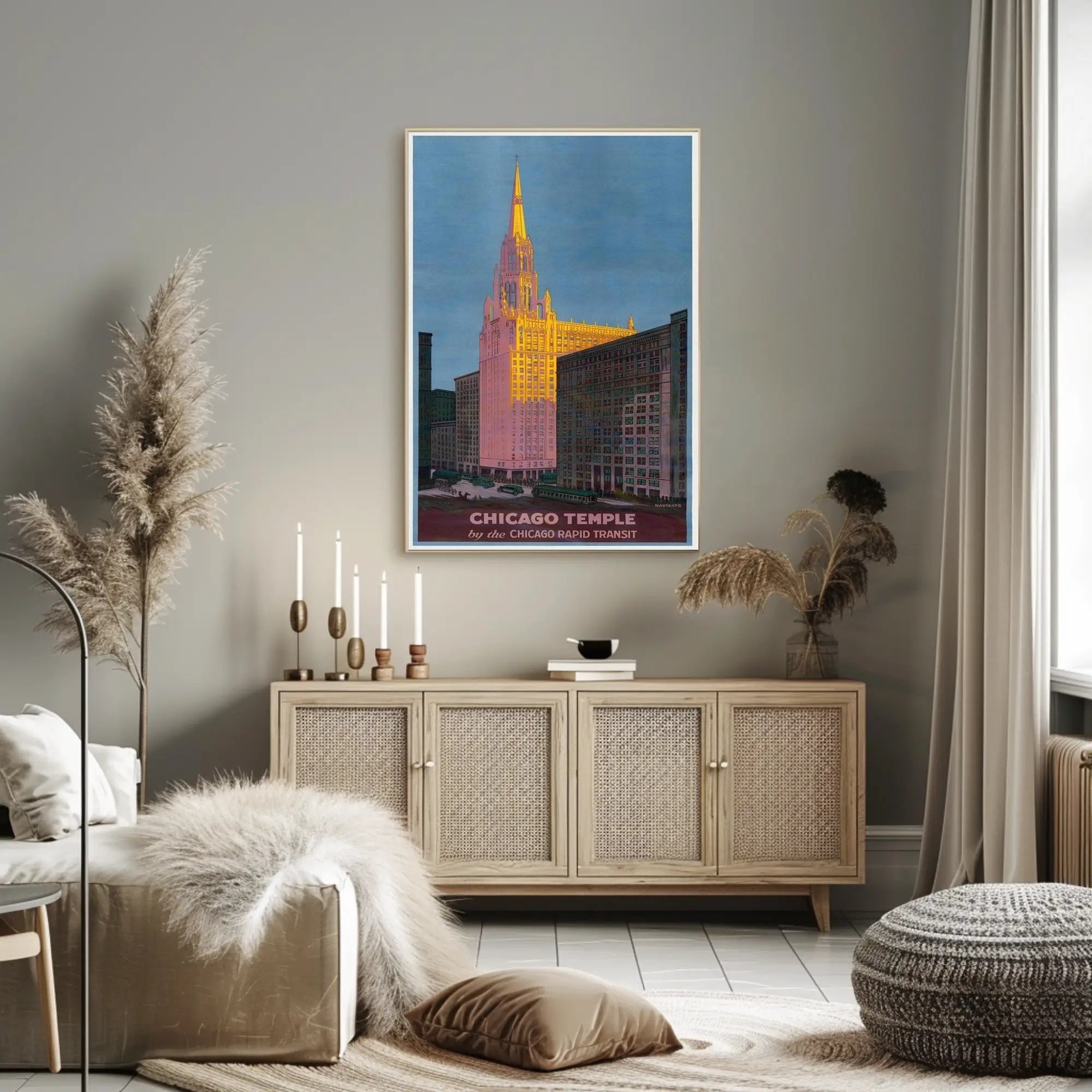 Chicago Temple by the Chicago Rapid Transit Poster PosterGoat