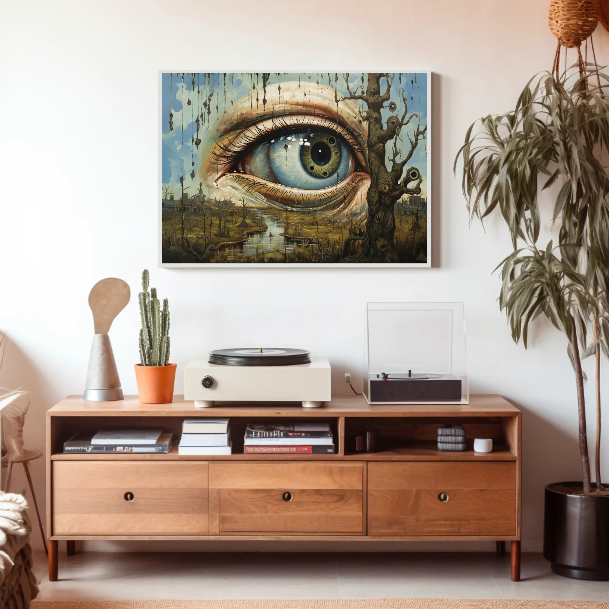 Surrealist Eye in Dystopian Post-Apocalyptic Landscape Poster