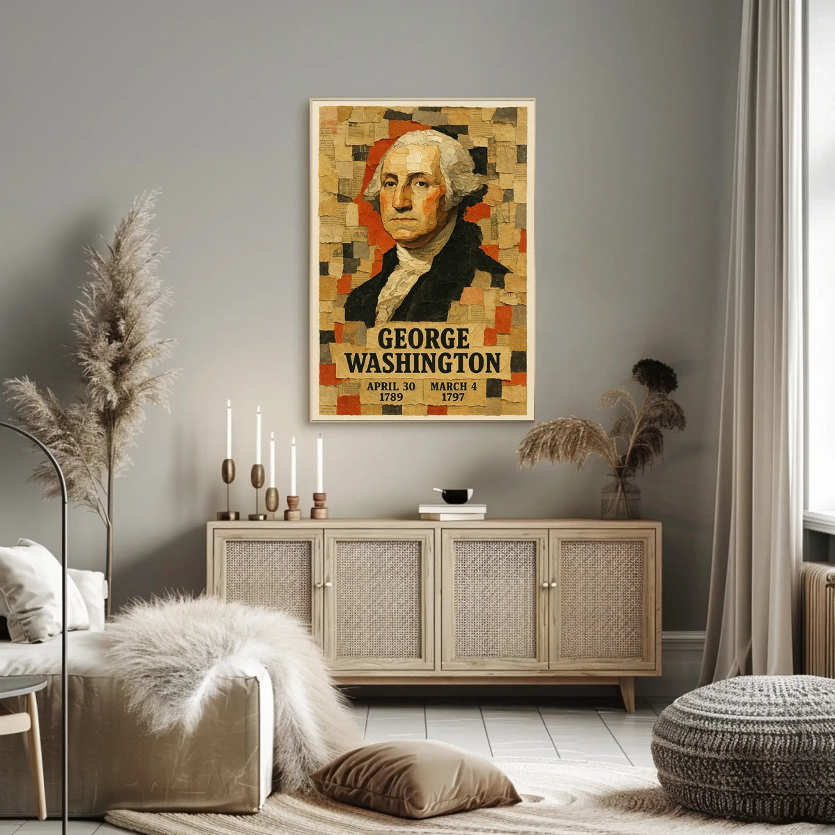 George Washington 1st President of the United States Layered paper Collage Poster