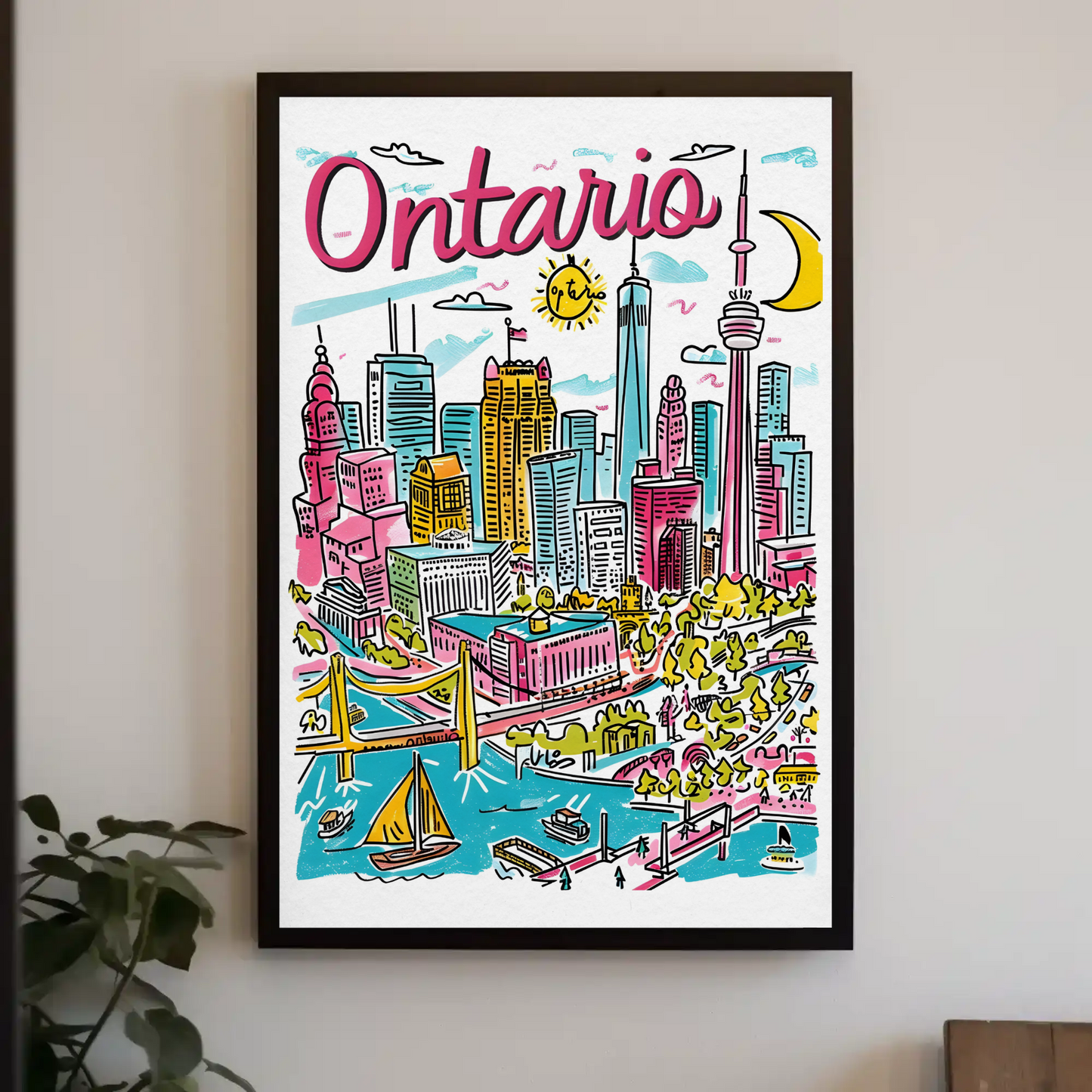 Ontario Canada Skyline and Harbor Travel Poster