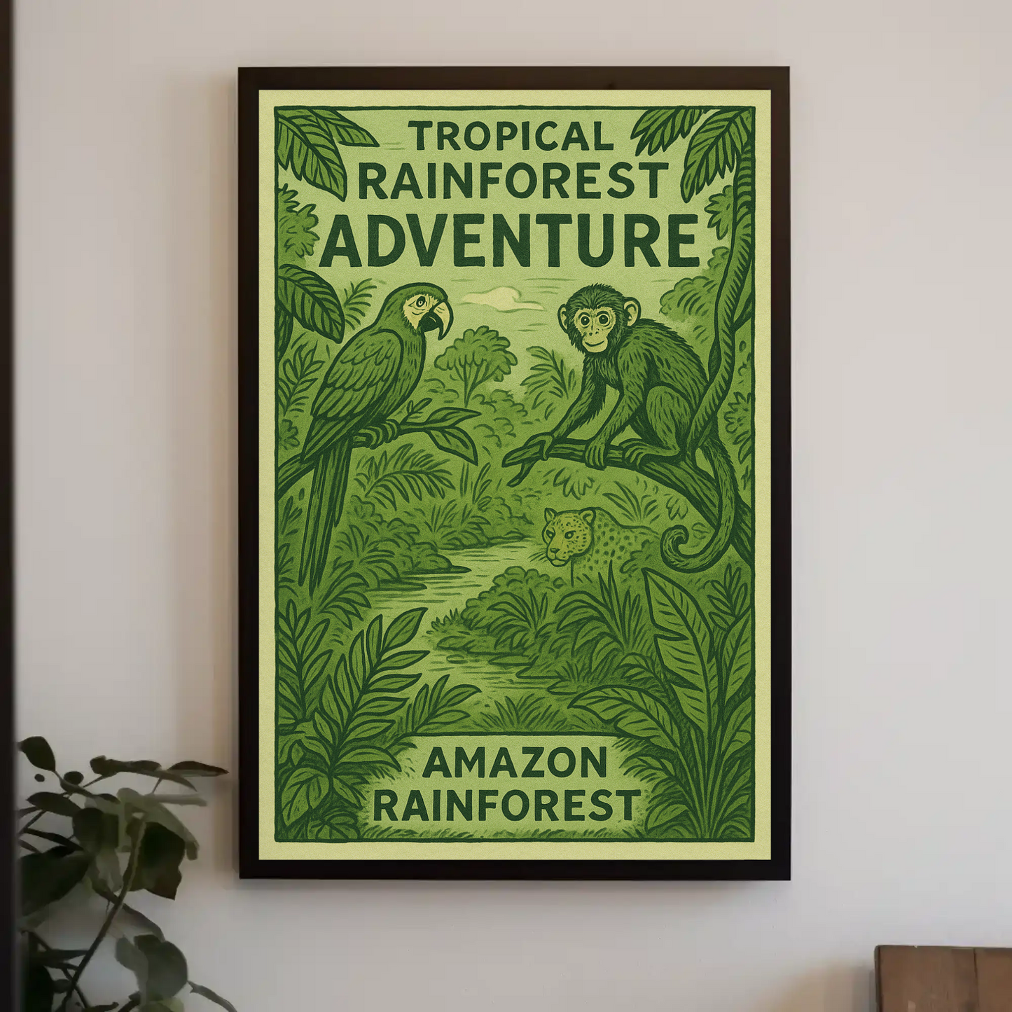 Amazon Rainforest Monkey Parrot Jungle Poster Poster